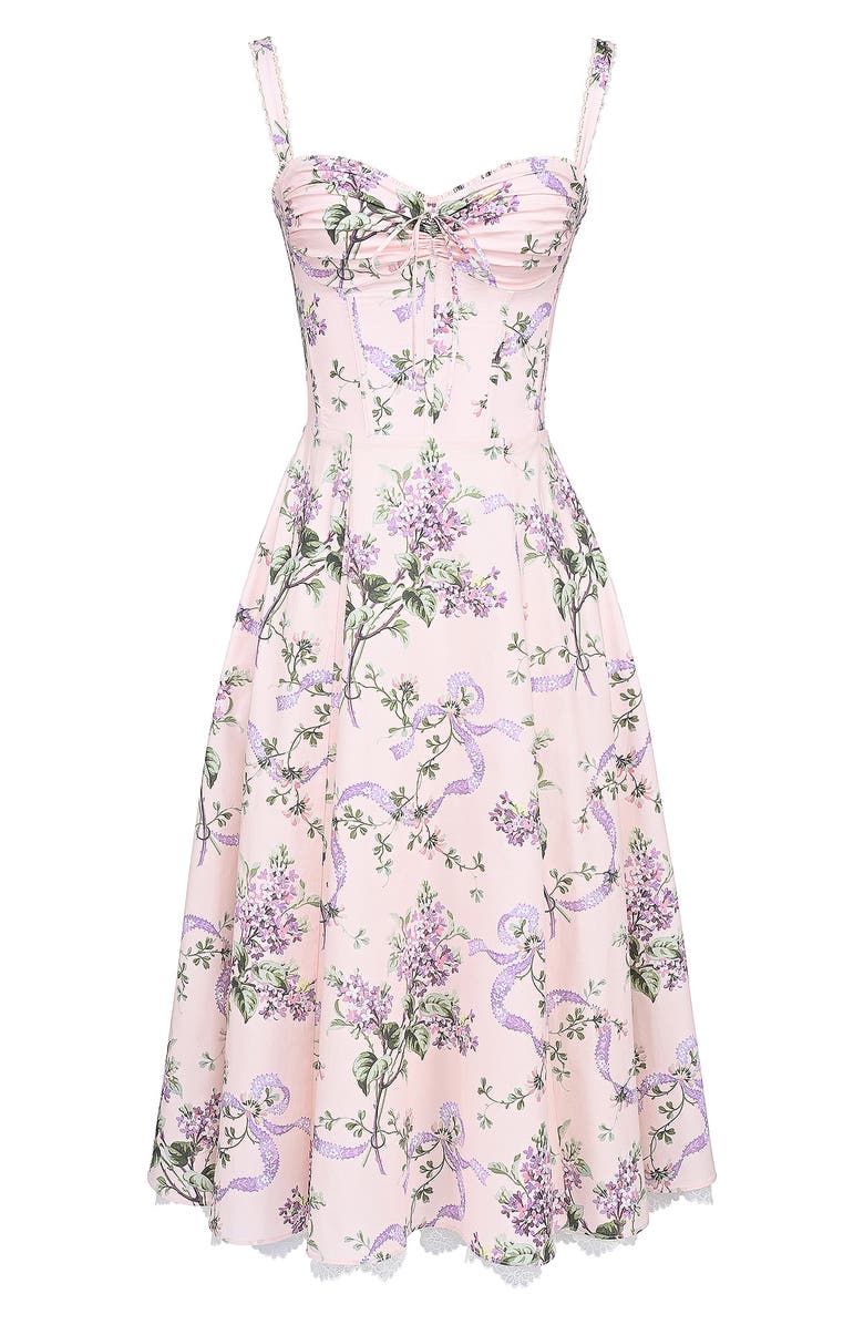 HOUSE OF CB Rosalee Floral Stretch Cotton Petticoat Dress, Alternate, color, Peach Floral Print