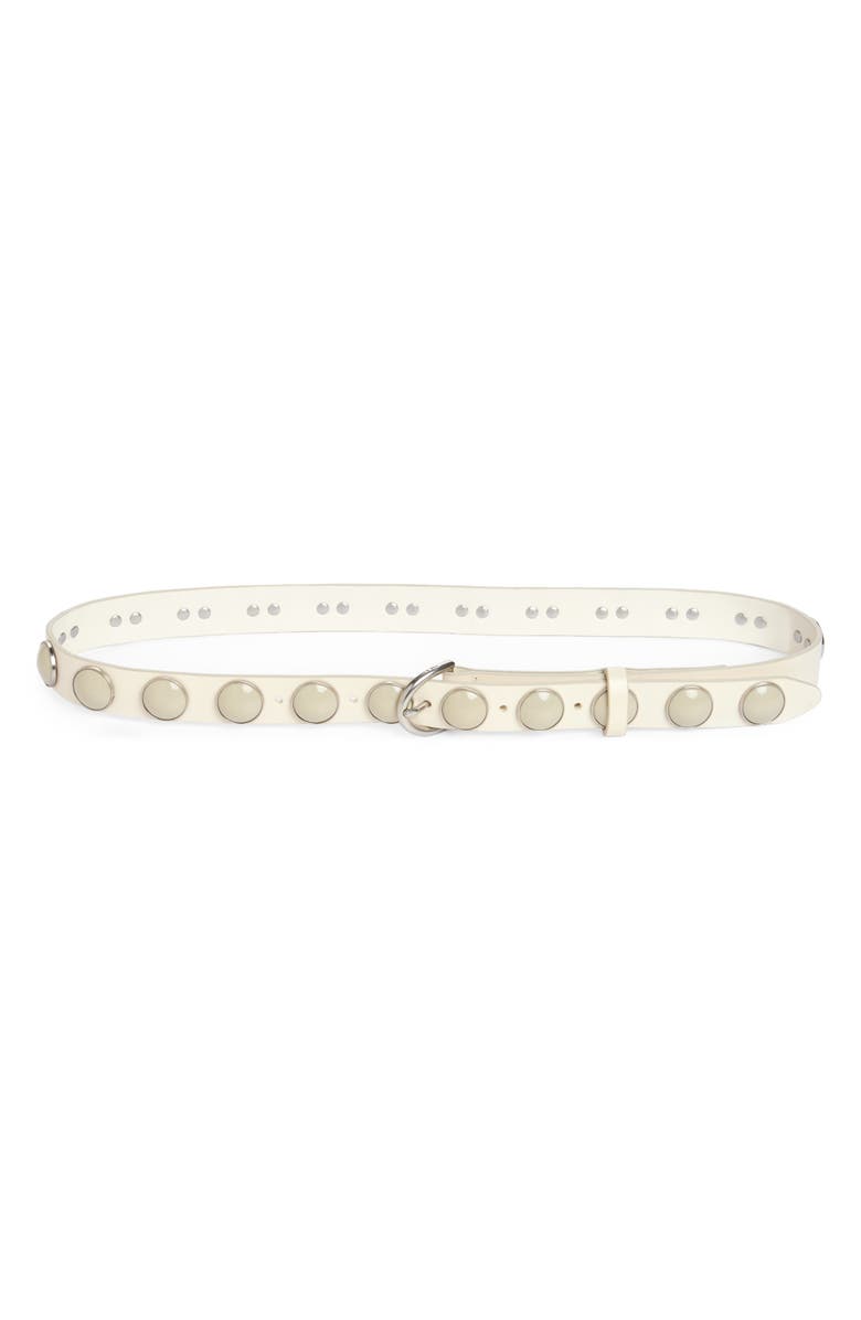 rag & bone Cabochon Studded Leather Belt, Main, color, Antique White