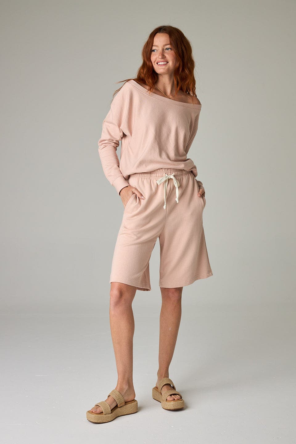 eavolu Baikal Eco-Luxe Fleece Bermuda Short in Rose Quartz 