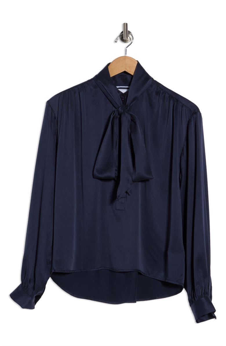 CISSA The Tie Neck Top, Alternate, color, Navy Sueded Silk