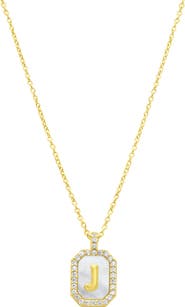 Adornia Crystal Mother of Pearl Initial Pendant Necklace