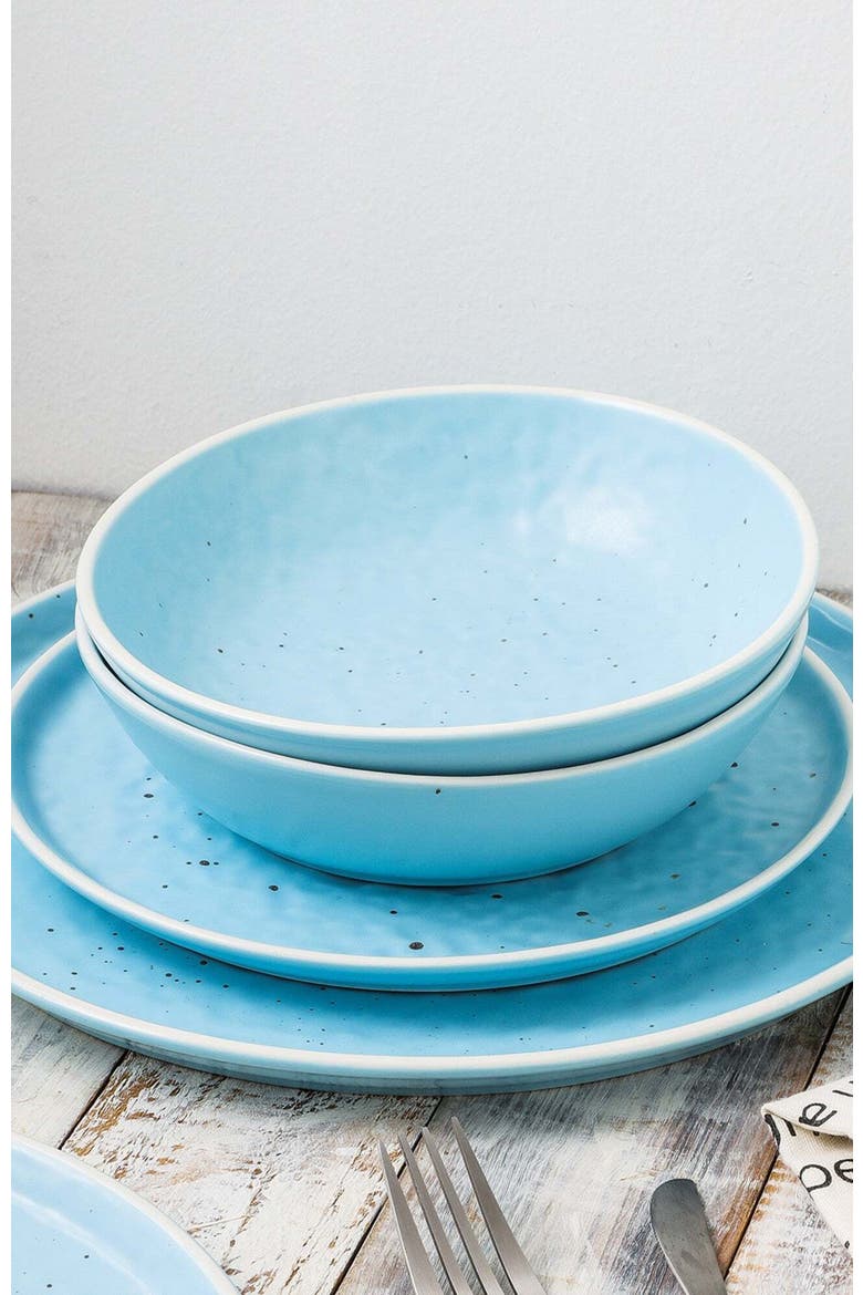Elena Stoneware 4-Piece Dinner Plate Set, Alternate, color, Blue