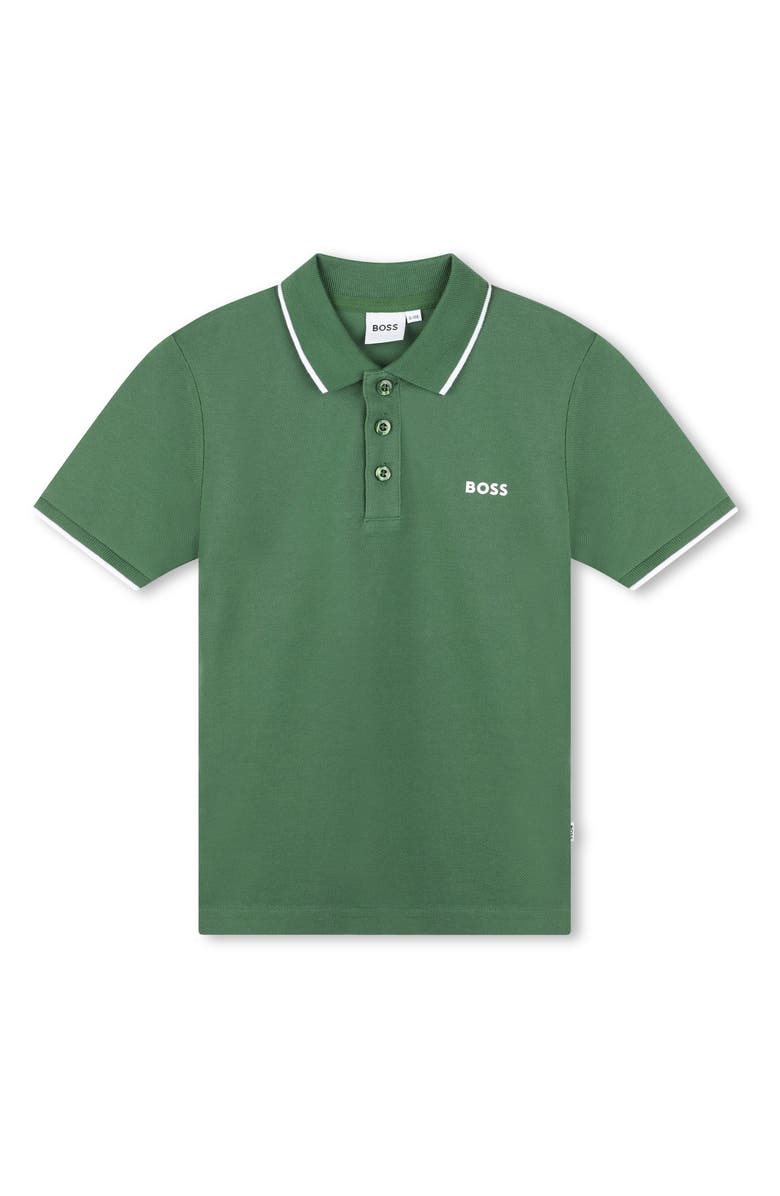 BOSS Kidswear Kids' Tipped Piqué Polo, Main, color,