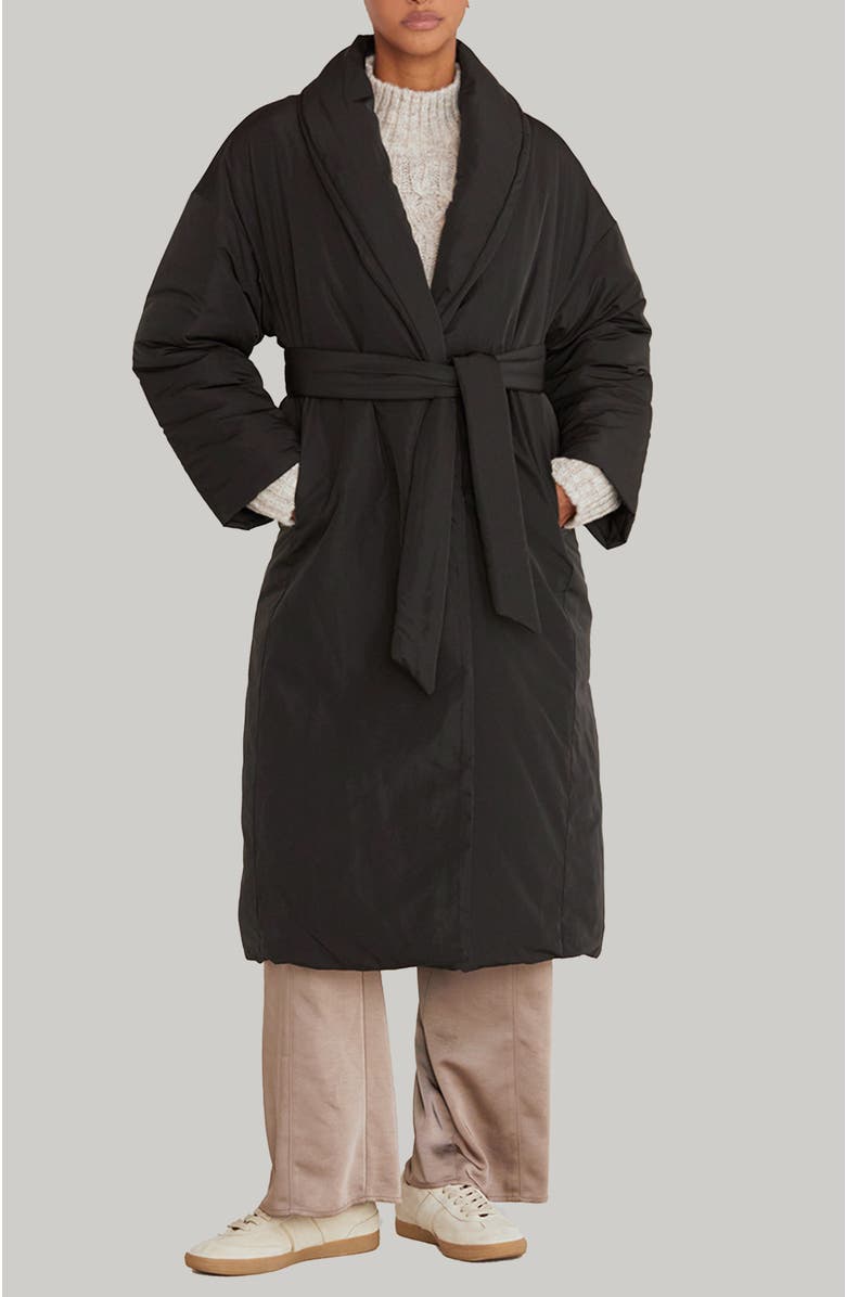 CRESCENT Tie Belt Puffer Coat, Main, color, 