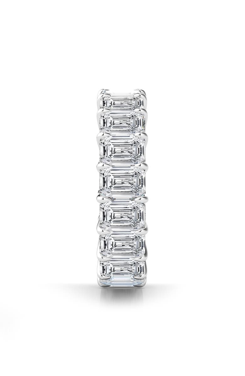 HauteCarat Emerald Cut Lab Created Diamond 18K Gold Eternity Band, Alternate, color, White Gold