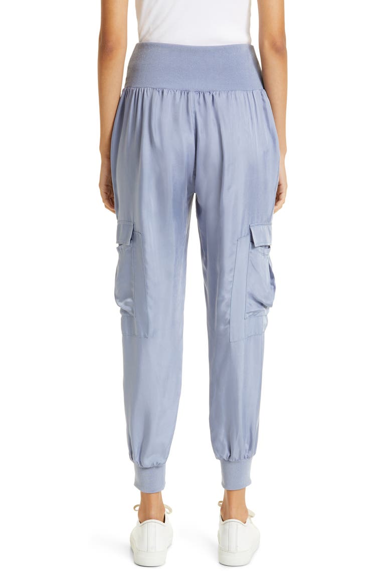 Giles Cupro Crop Cargo Joggers, Alternate, color, STONEWASH
