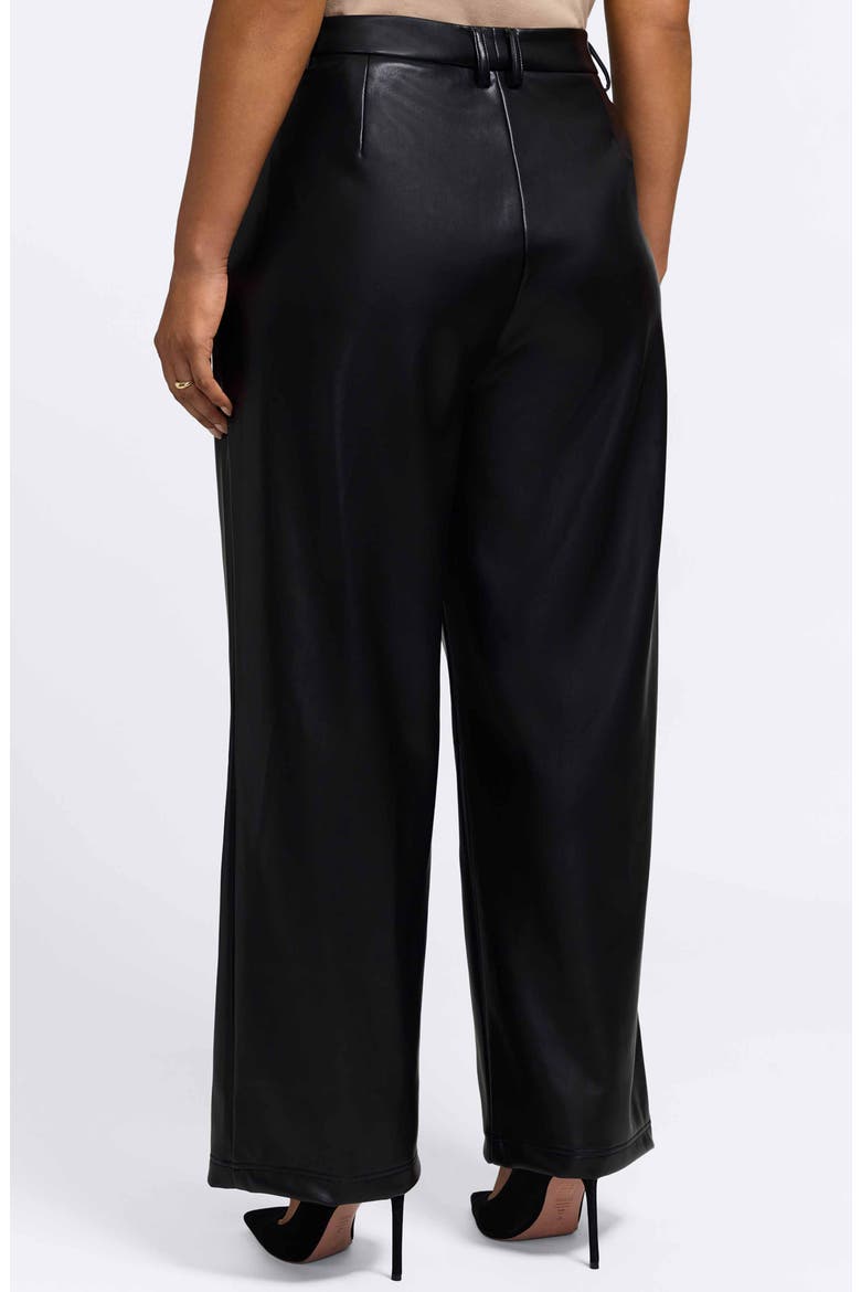 Ciara Wide Leg Faux Leather Pants, Alternate, color, BLACK