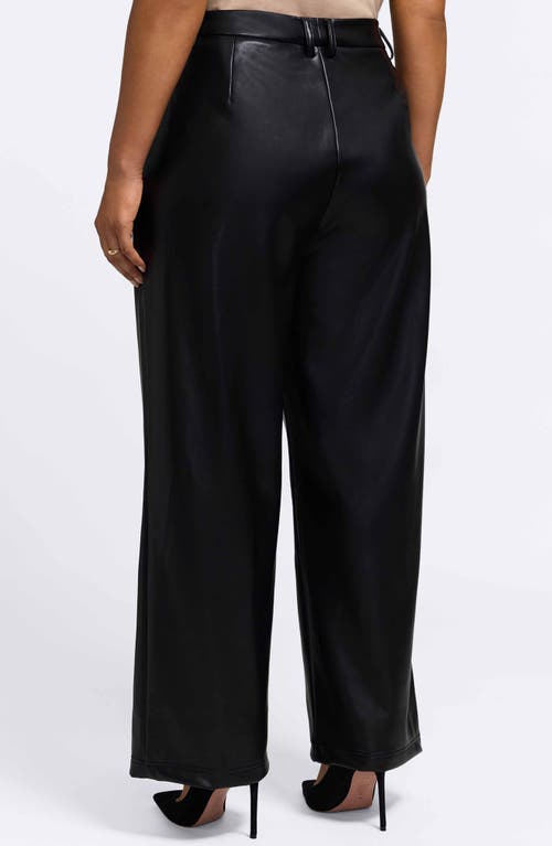 Foxcroft Ciara Wide Leg Faux Leather Pants In Black