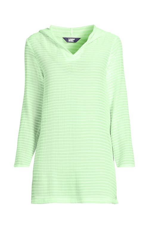 LANDS' END LANDS' END COTTON JERSEY LONG SLEEVE HOODED SWIM COVER-UP DRESS 