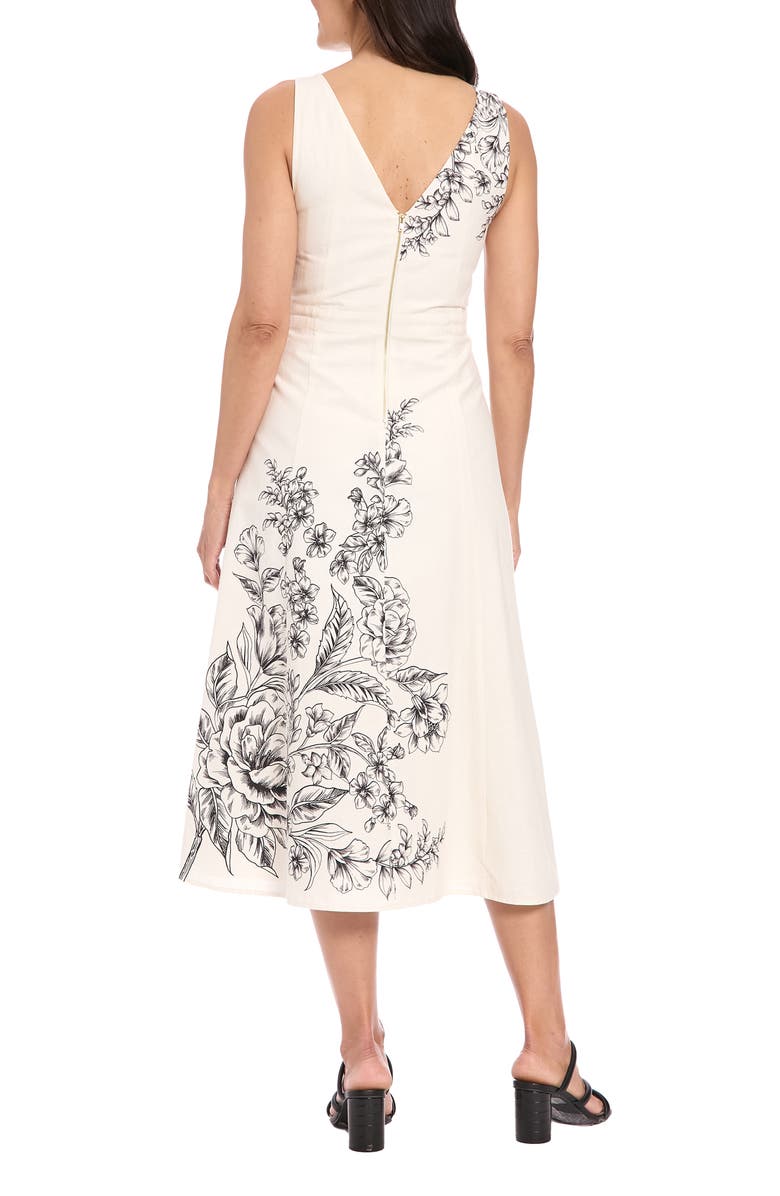 London Times Placement Print Midi Dress, Alternate, color, Cream/ Black