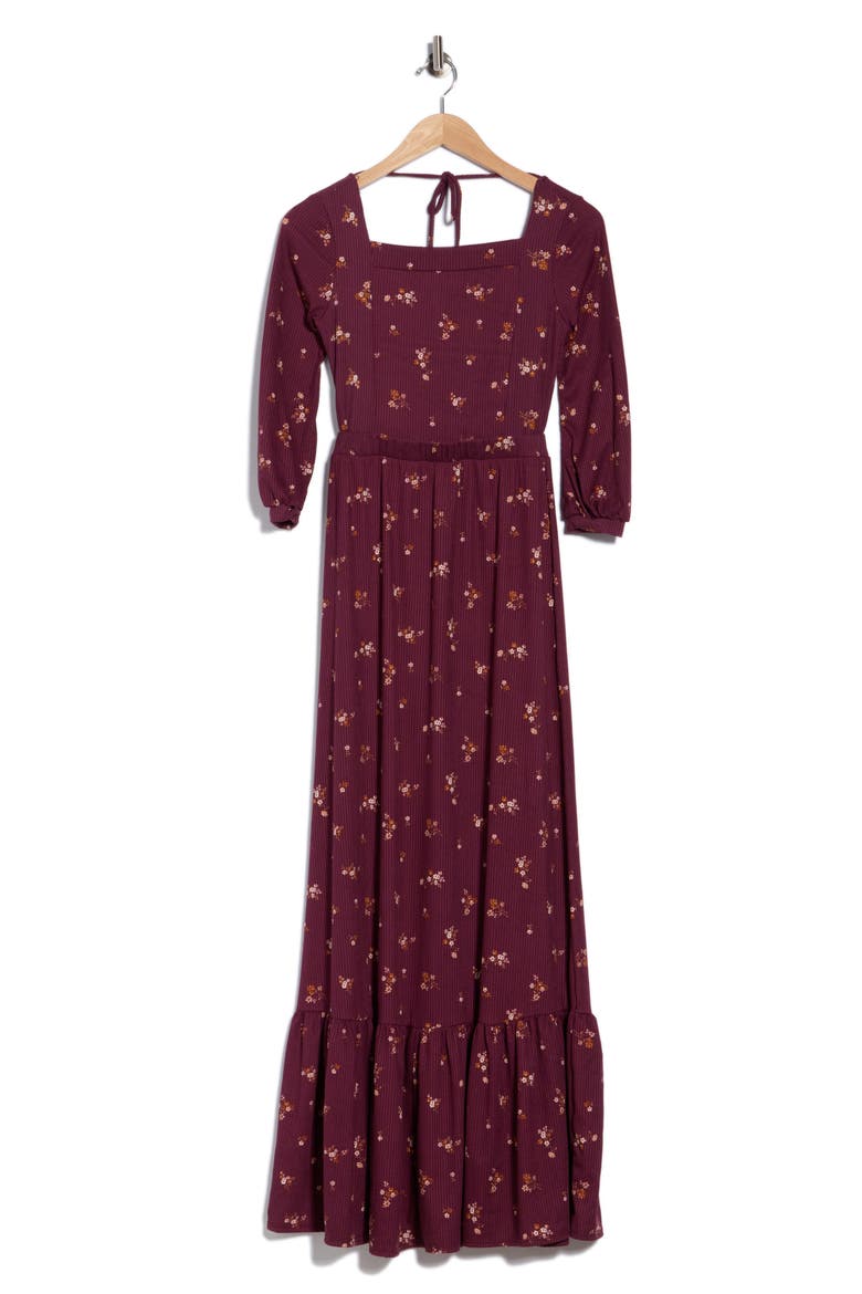 Long Sleeve Maxi Dress, Main, color, DARK MAUVE