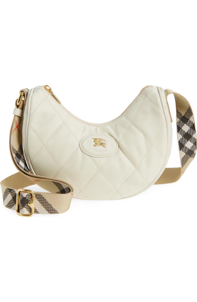 Burberry Horseshoe Quilted Nylon Crossbody Bag, Main, color, Soap