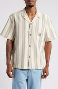 Carhartt Work In Progress Dodson Stripe Short Sleeve Cotton Button-Up Shirt