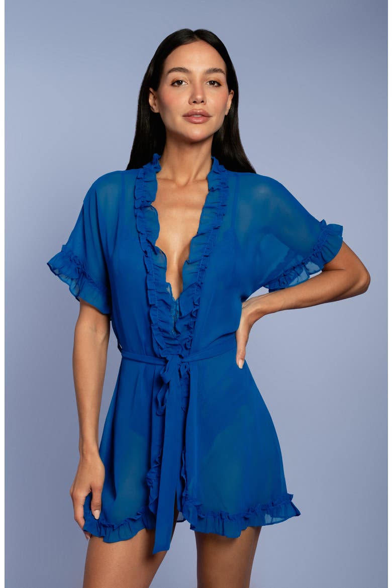 Rosemary Lace Trim Short Sleeve Chiffon Wrap, Alternate, color, NAVY
