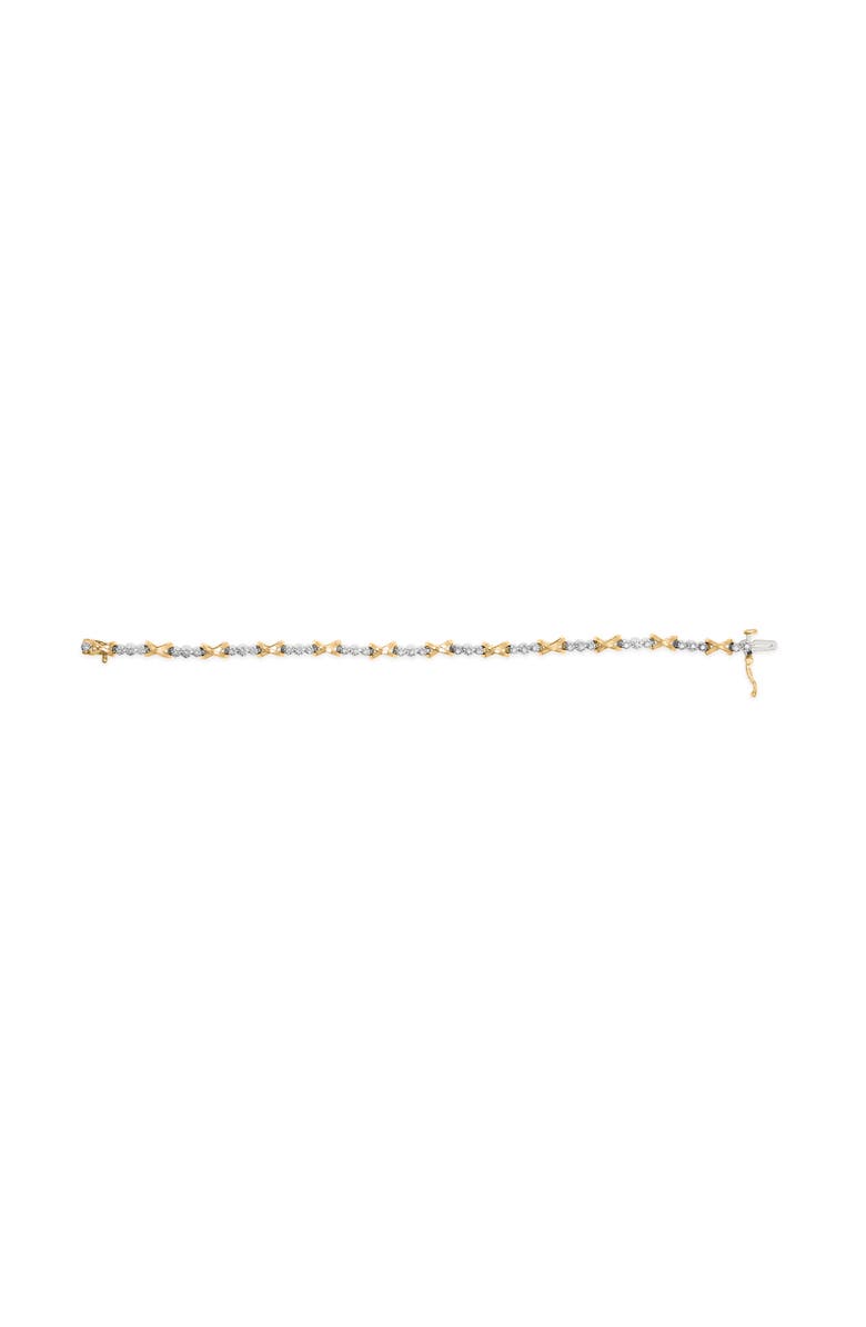 Haus of Brilliance 10K Two-Tone Gold 1/2 Cttw Diamond Alternating 3 Stone and X-Link Bracelet, Alternate, color, Yellow