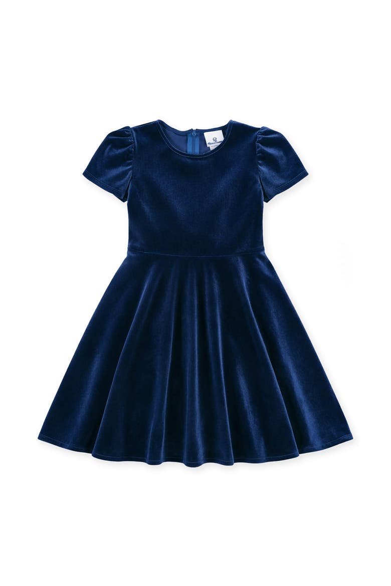 Stretch Velvet Dress with Bubble Sleeves, Main, color, Royal Blue Velvet
