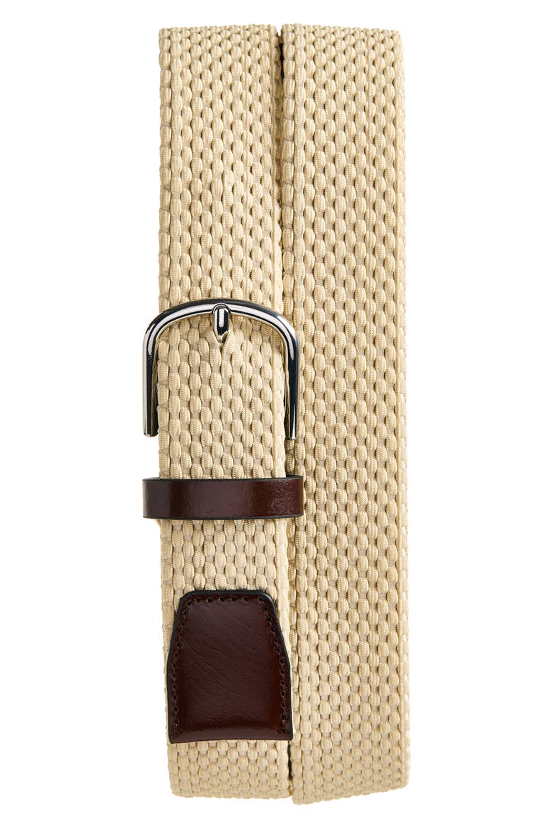 Stretch Web Belt, Main, color, KHAKI/ CHOCOLATE