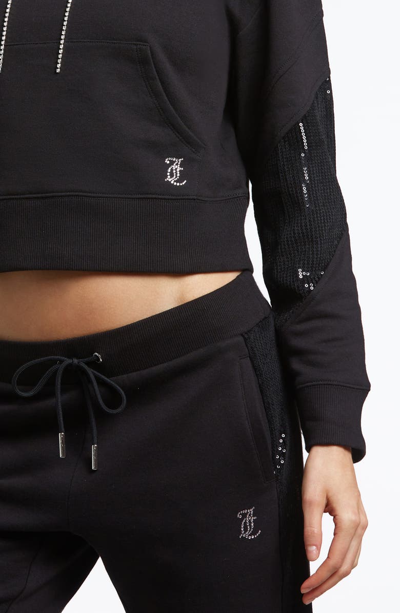 Juicy Couture Crop Cotton Blend Fleece Hoodie, Alternate, color, 