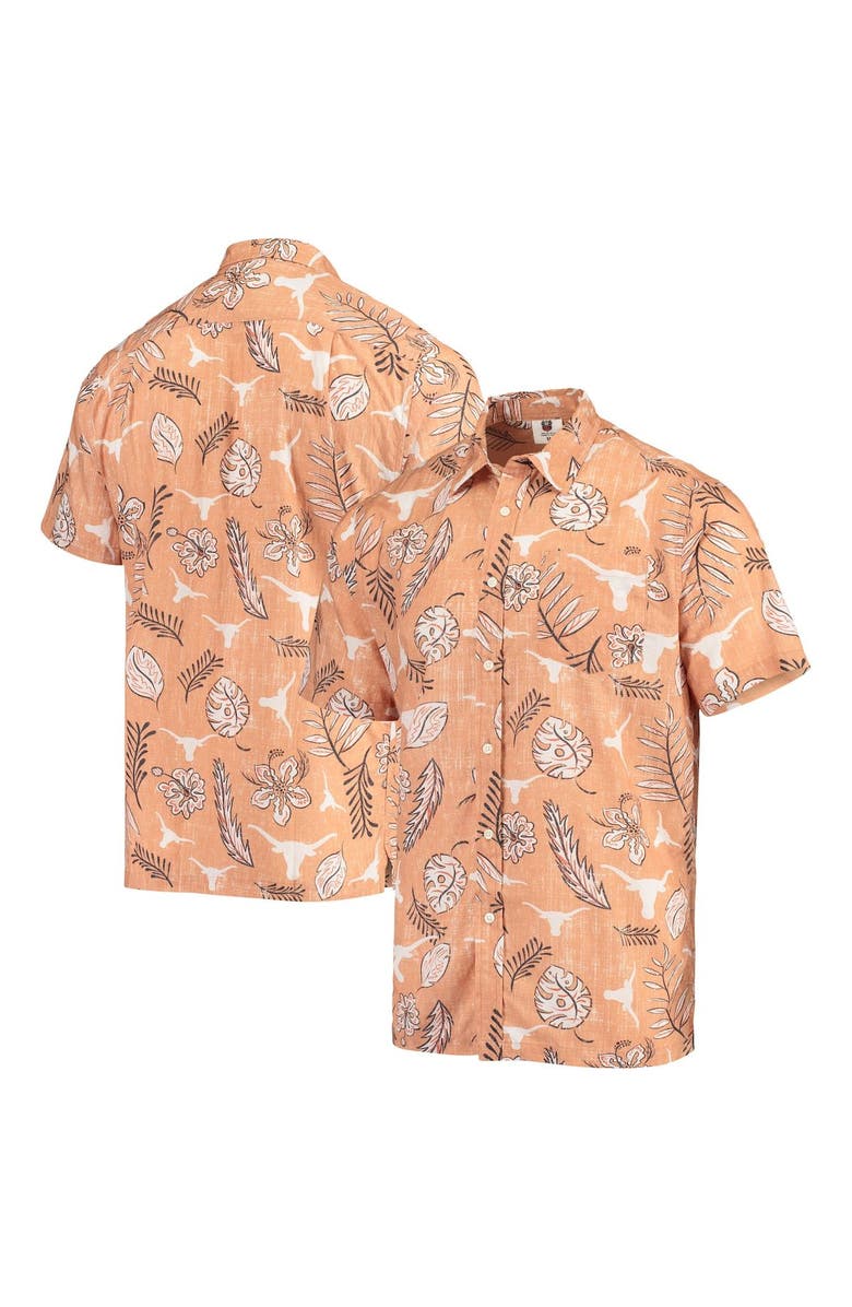 Wes & Willy Men's Wes & Willy Texas Orange Texas Longhorns Vintage Floral Button-Up Shirt, Main, color, 