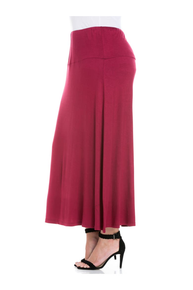 Plus Size Comfortable Fit Elastic Waist Maxi Skirt, Alternate, color, Wine