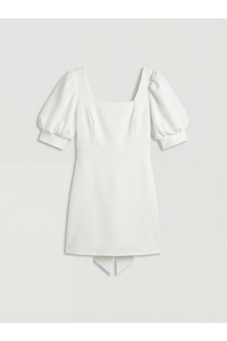 Taffeta Bow Back Mini Dress, Alternate, color, Ivory