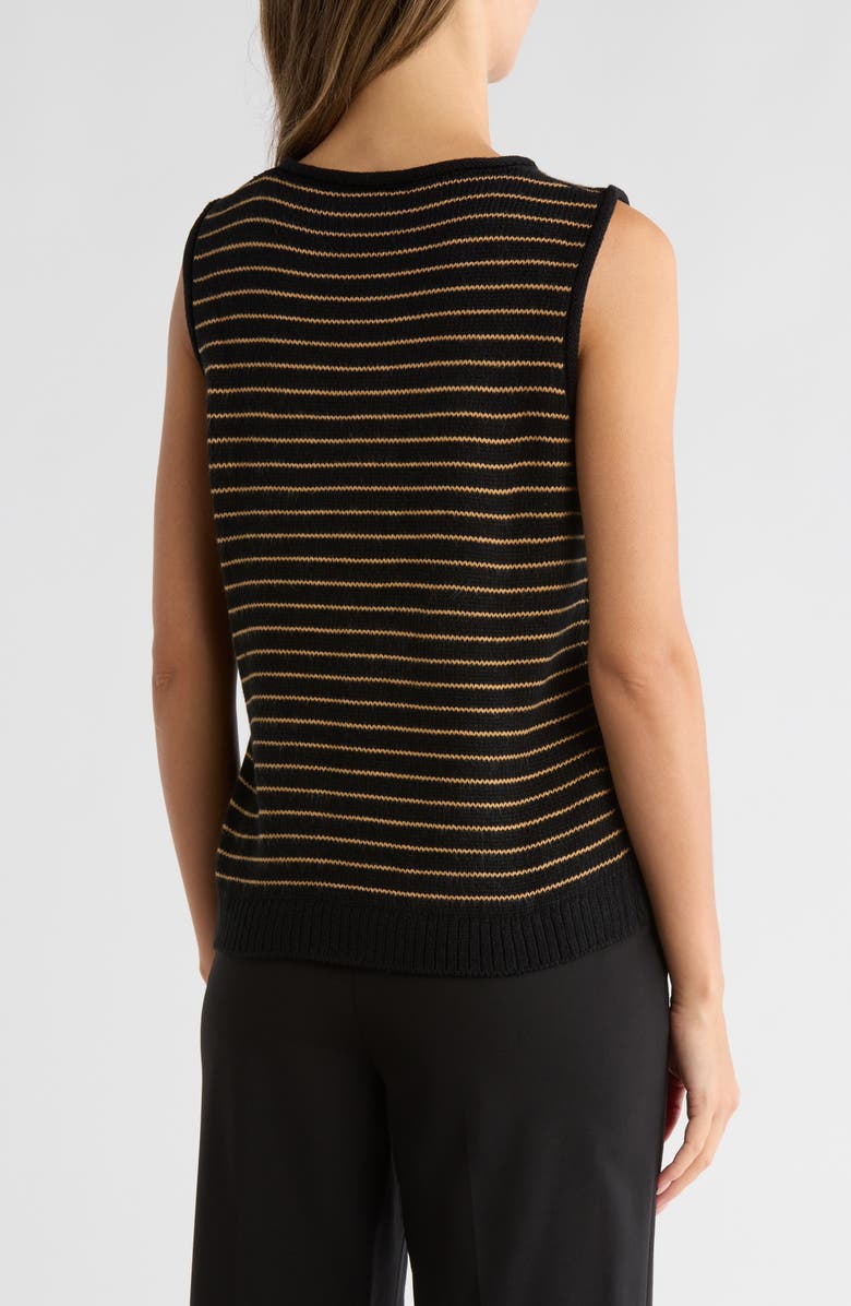 Bobeau Stripe Button-Up Sweater Vest, Alternate, color, Black/ Camel