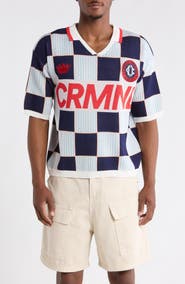 CRIMINAL DAMAGE Checkerboard Embroidered Jacquard Knit Polo