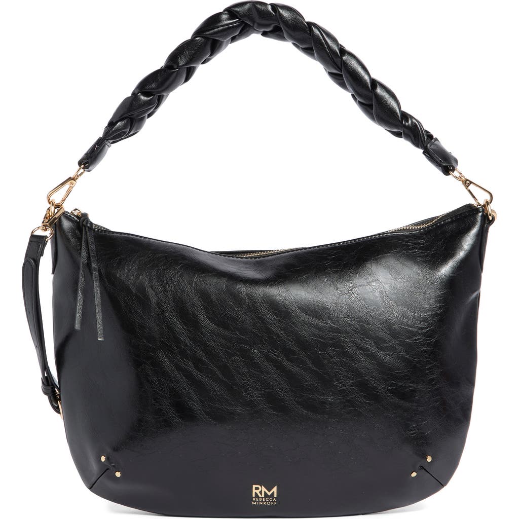 Rebecca Minkoff Eldridge Braided Handle Shoulder Bag In Black