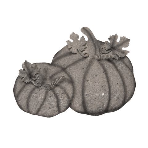 Metal Gray Harvest Whitewash Pumpkin Decor