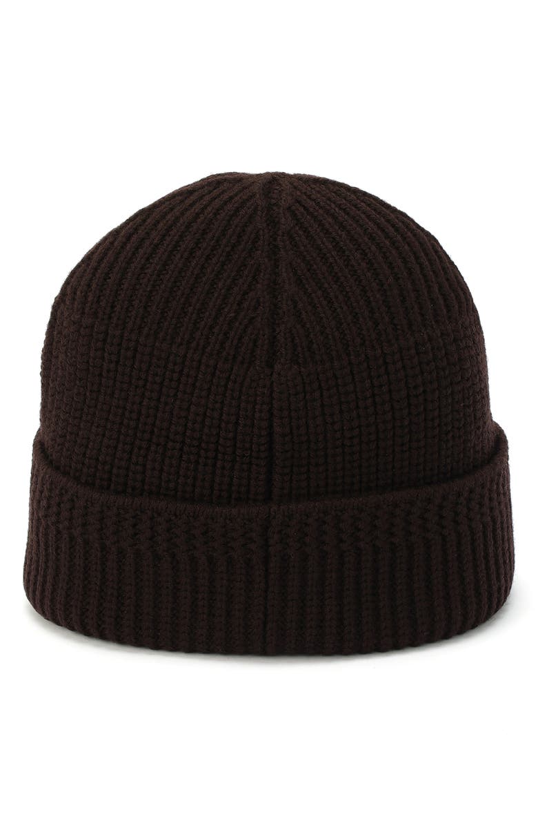 AllSaints Merino Wool Rib Beanie, Alternate, color, Wine Brown