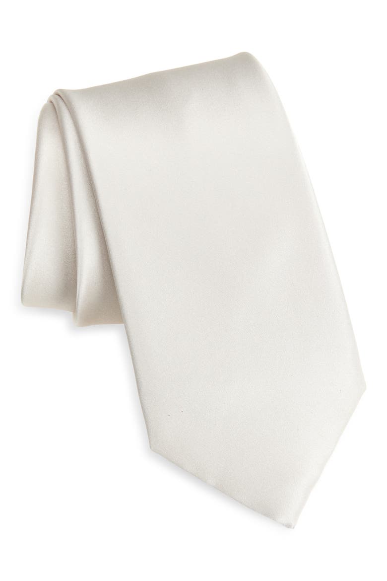 Formal Solid Silk Tie, Main, color, PEARL