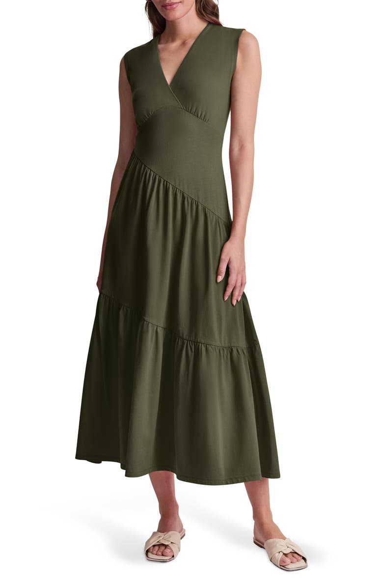 DKNY Stretch Cotton Maxi Dress, Alternate, color, Fatigue