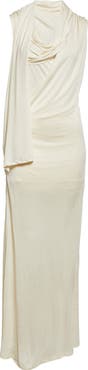 TOTEME Overlapped Scarf Sheer Stretch Jersey Maxi Dress