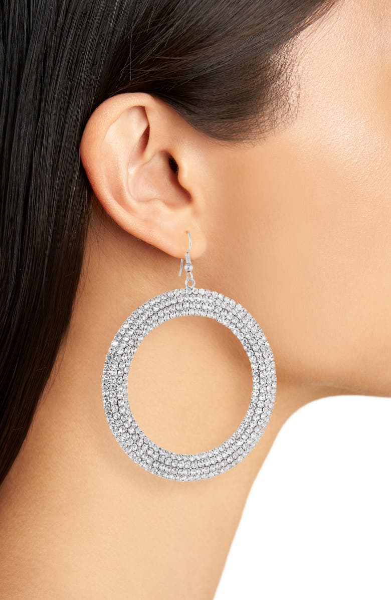 Tasha Crystal Pavé Ring Drop Earrings, Alternate, color, Silver Crystal
