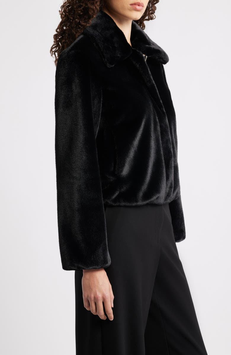 Theory Faux Fur Coat, Alternate, color, Black