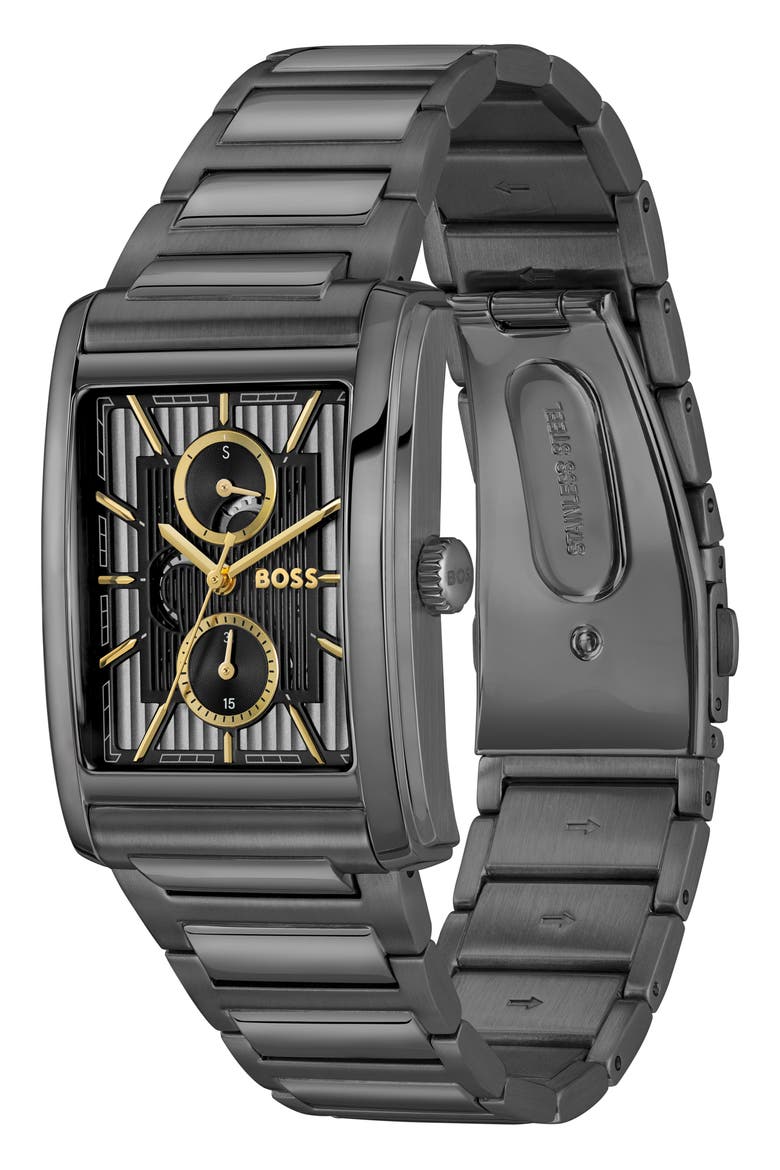 Principle Dress Multifunction Tank Bracelet Watch, 30.5mm x 42mm, Alternate, color, GREY