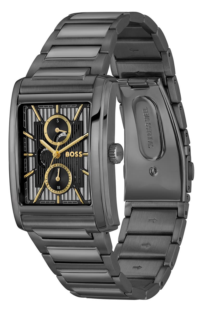 BOSS Principle Dress Multifunction Tank Bracelet Watch, 30.5mm x 42mm, Alternate, color, 