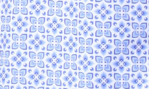 Tailorbyrd Geometric Floral Print Performance Polo In Blue