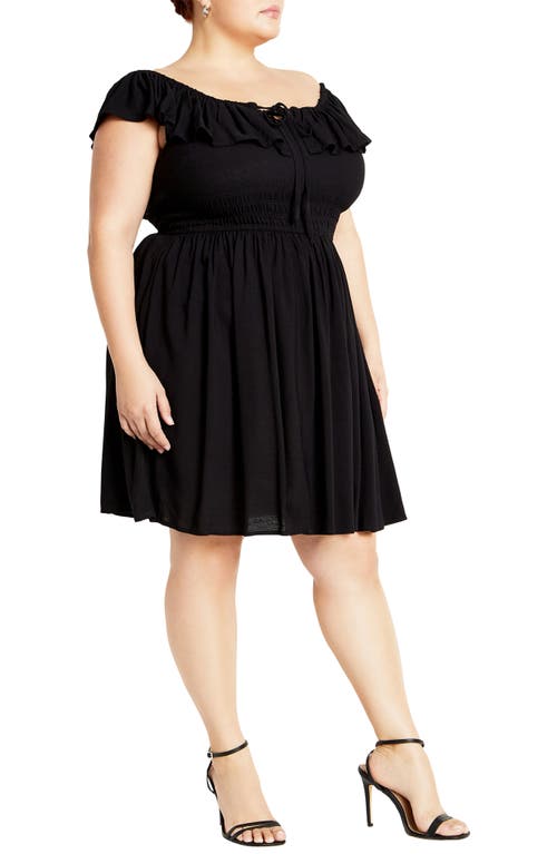 City Chic Tahitian Ruffle Off The Shoulder Minidress