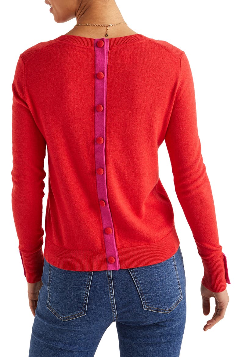 Dorset Button Back Sweater, Alternate, color, POST BOX RED