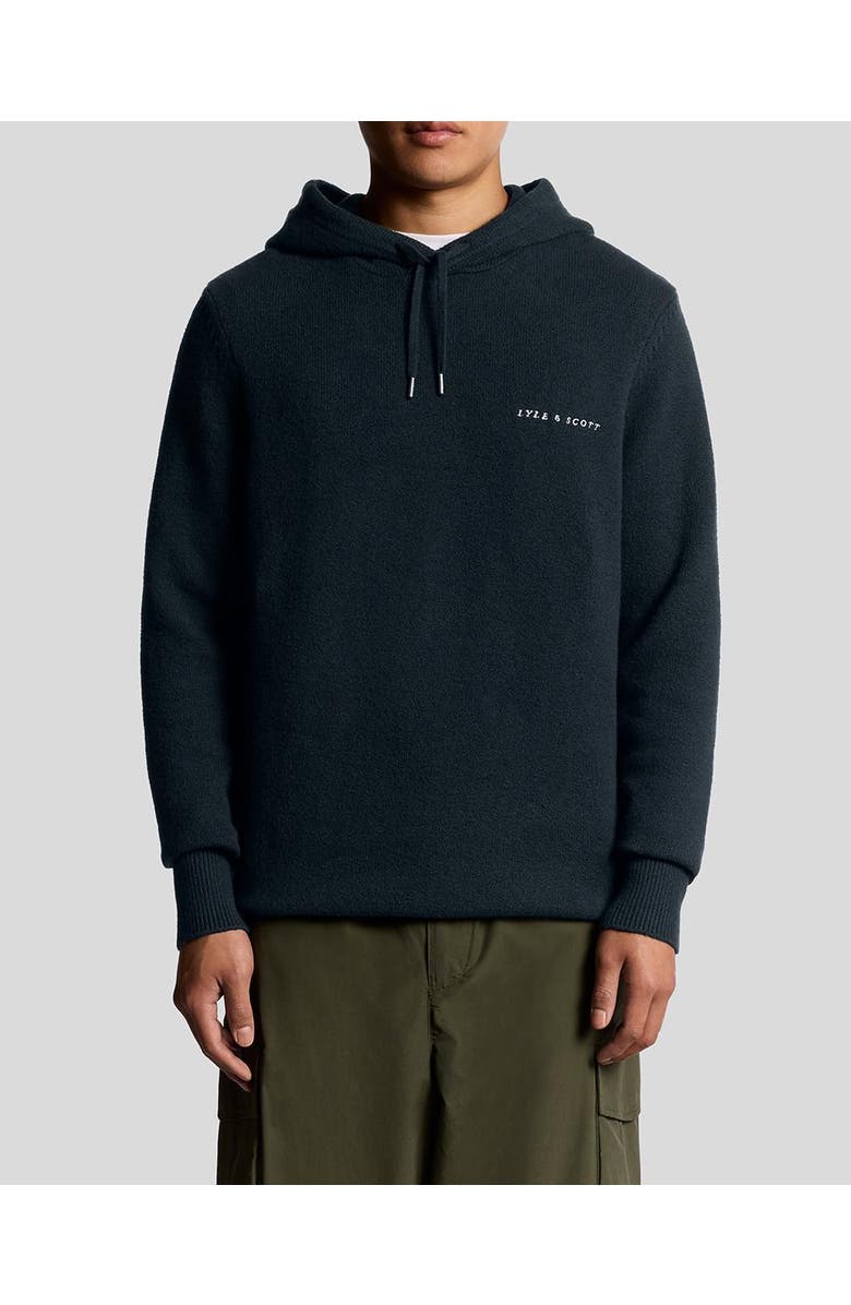 Lyle & Scott Script Long Sleeve Knitted Hoodie, Alternate, color, Dark Navy