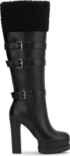 Imerald Faux Shearling Knee High Platform Boot