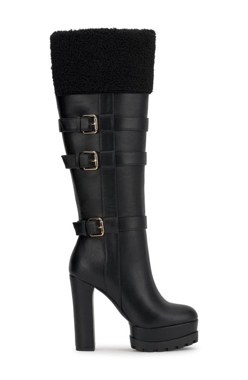 Jessica Simpson Imerald Faux Shearling Knee High Platform Boot In Black