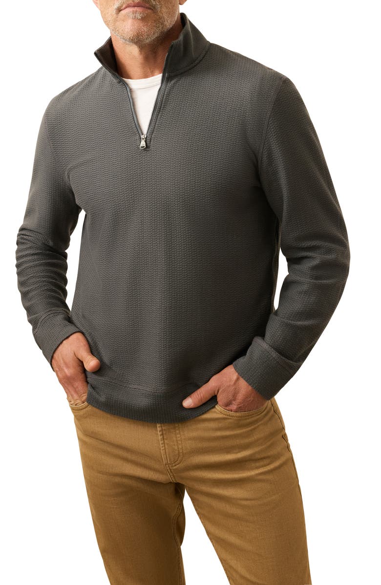 Faherty Texture Quarter Zip Pullover, Main, color, Mountain Coal