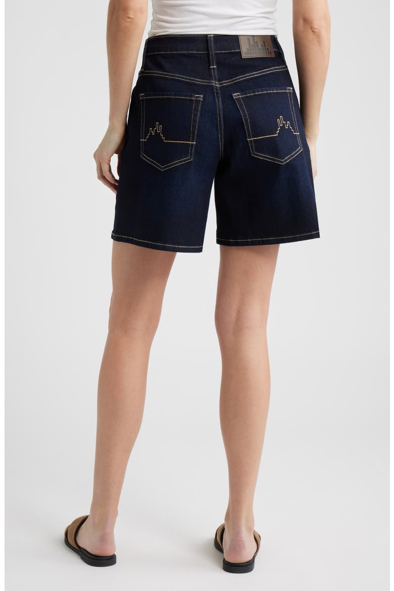 Dover Relaxed Mid Thigh Denim Shorts, Alternate, color, DARK WHISKER WASH
