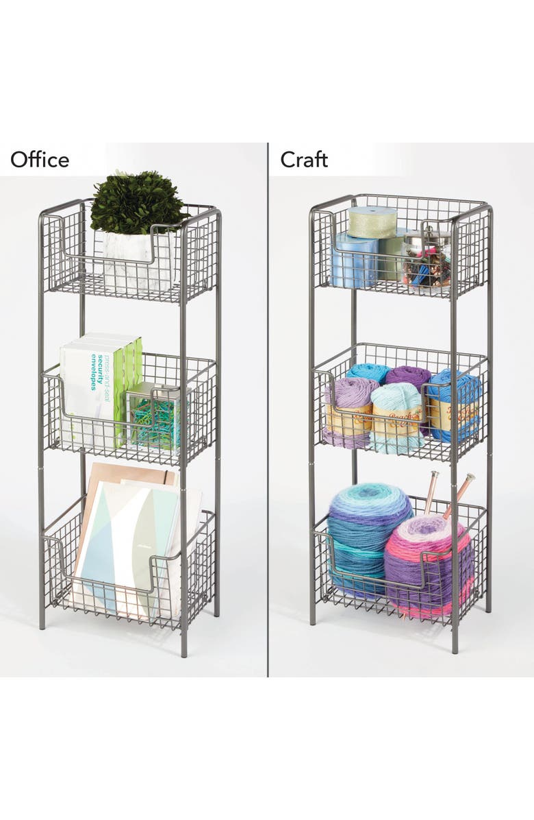 mDesign Steel Freestanding 3-Tier Kitchen Organizer Tower, Alternate, color, Graphite