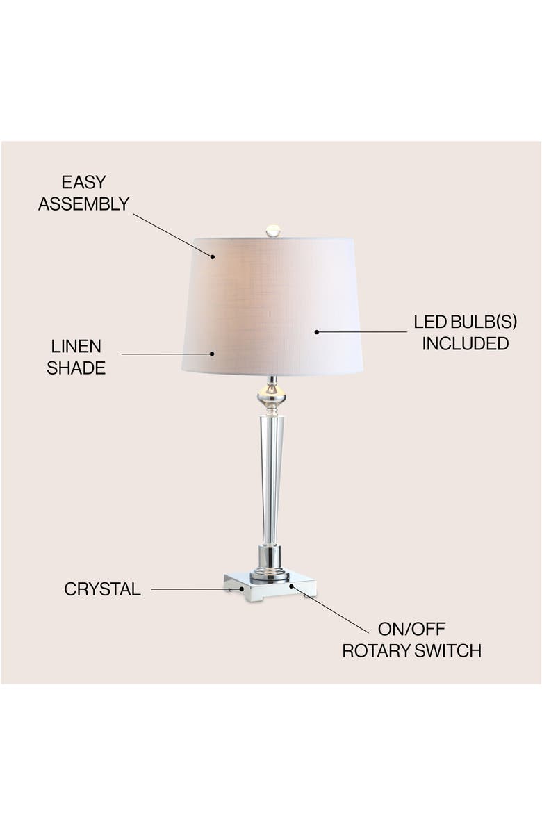 JONATHAN Y Foster 28.25" Crystal LED Table Lamp, Clear/Chrome, Alternate, color, Clear