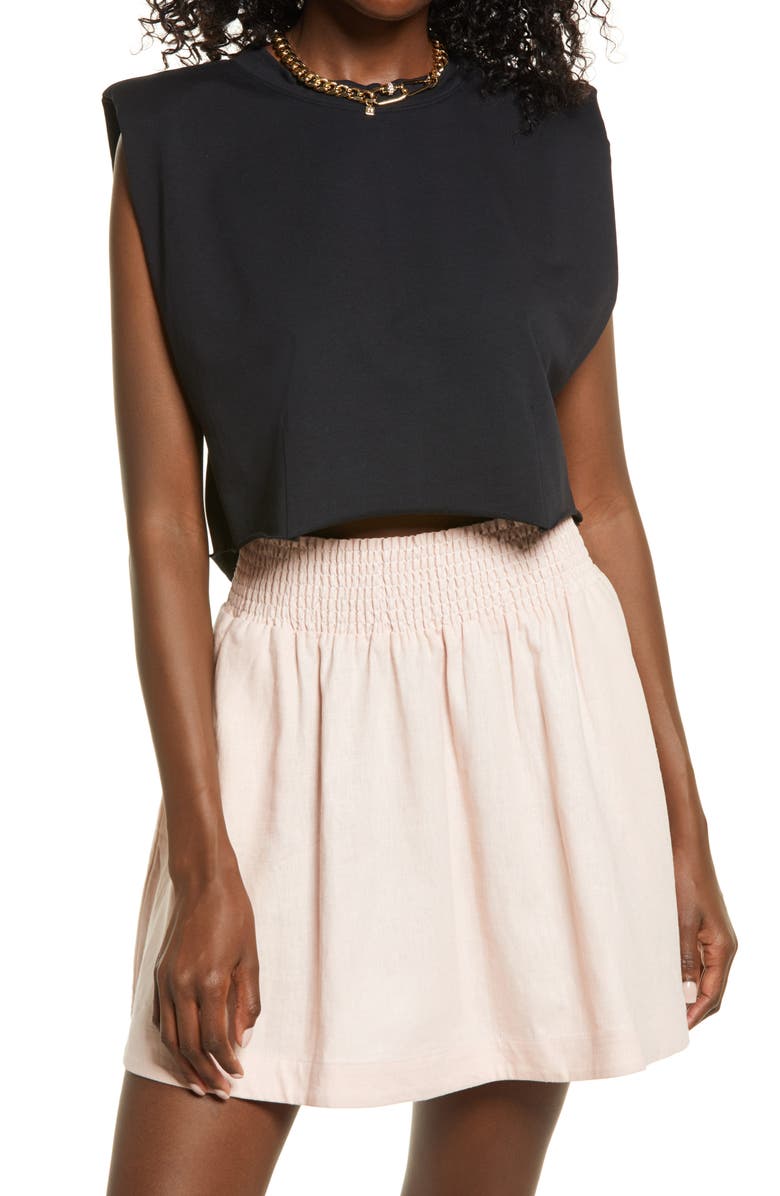 Open Edit Strong Shoulder Crop Cotton Muscle Top, Main, color,