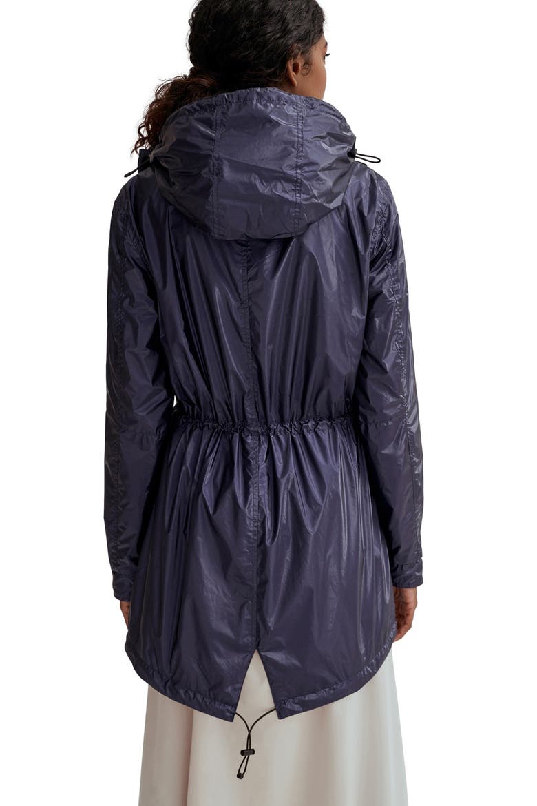 Metallic Water Resistant Raincoat with Removable Hood, Alternate, color, MIDNIGHT METALLIC