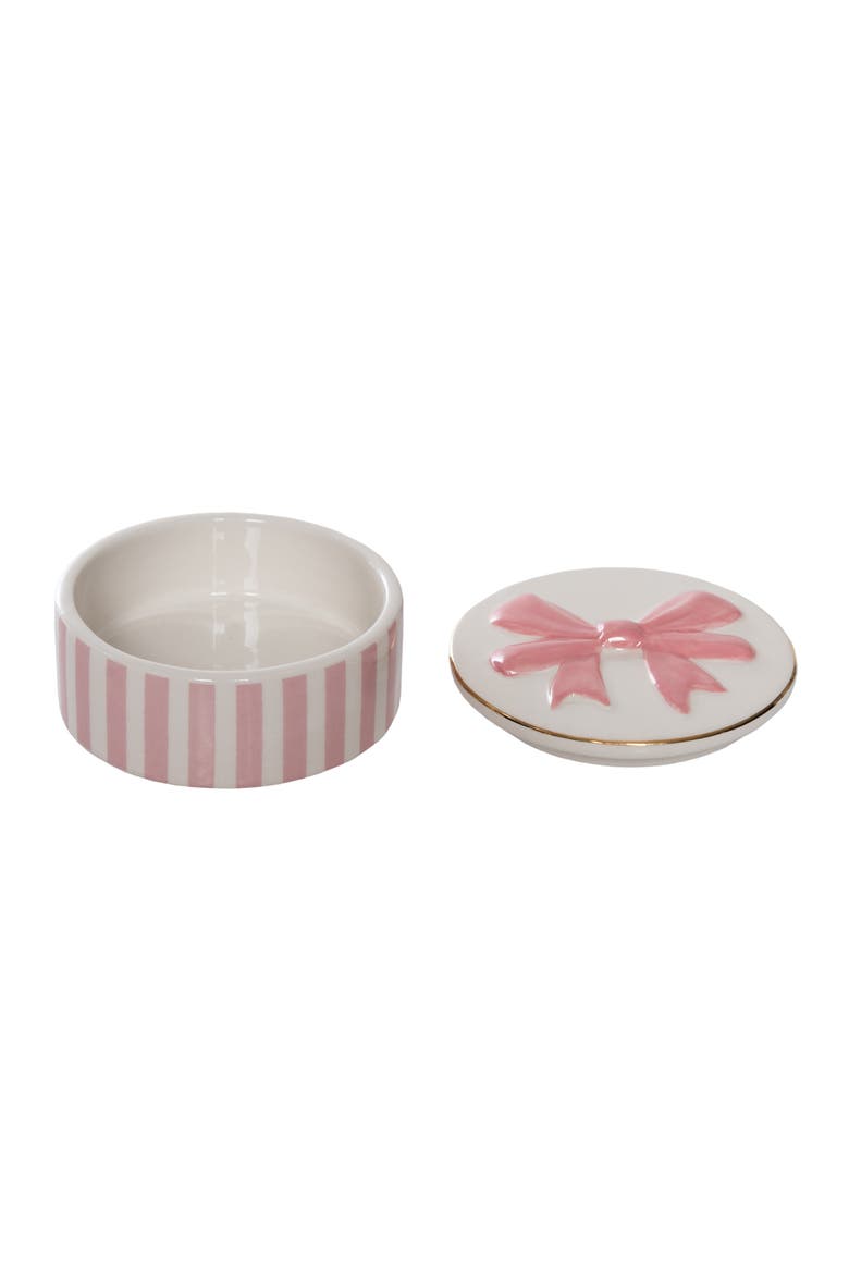 Bow Ring Dish with Lid Ceramic Pinki, Alternate, color, Pink